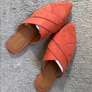 NWT Orange Coral Mules Slides